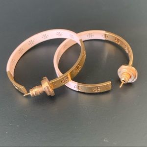 Tory Burch Two Toned Rose Gold Hoop Earrings
